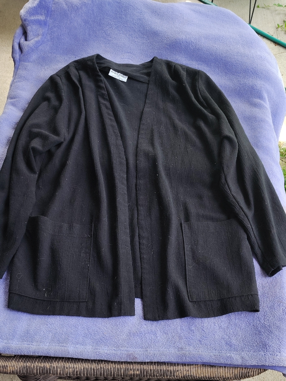 Alfred Dunner Black Open-Front Cardigan Jacket